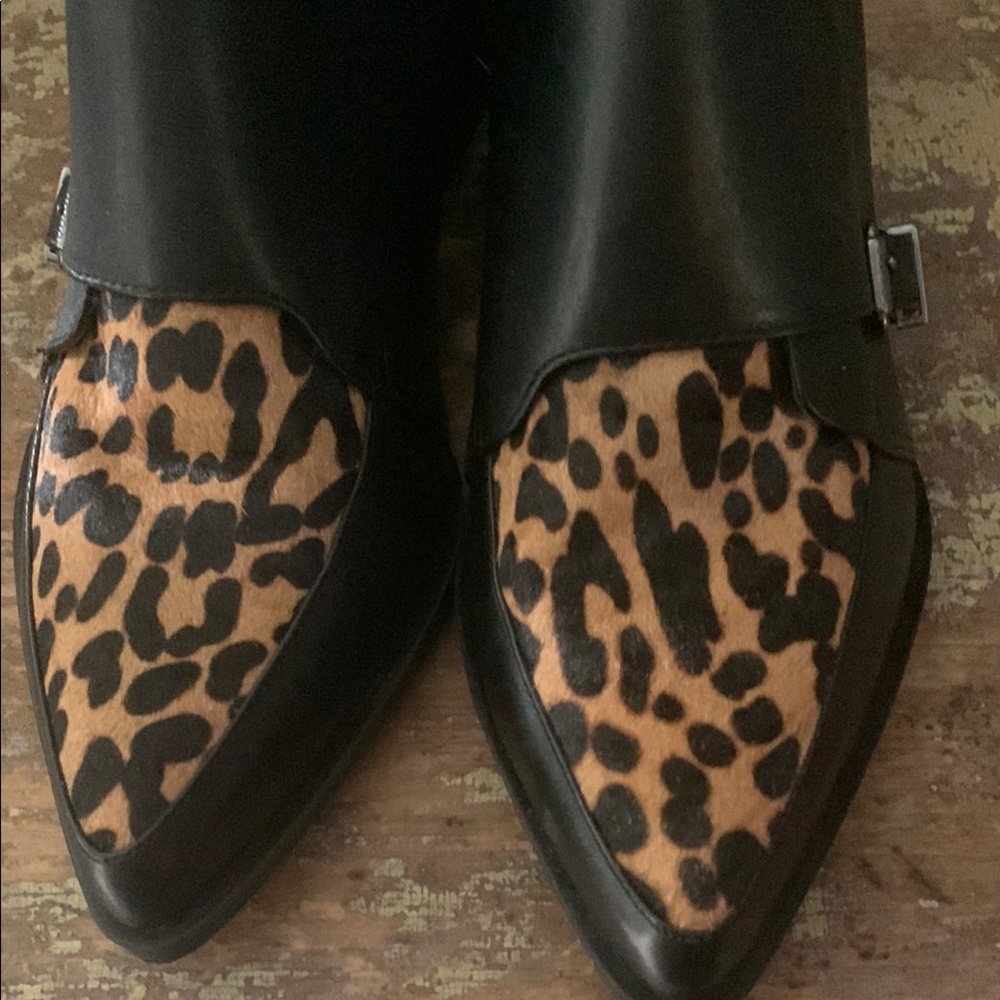 Black and Brown Ankle Boots with Leopard Print - Picture 6 of 8